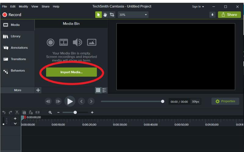 import media camtasia